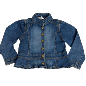 Little Maven by Tori Spelling Mandarin Collar Denim Blue Jean Jacket - Size 4Y
